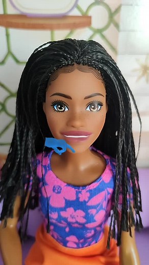 Colorful Barbie Doll Close-Up with Braided Hair