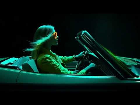 Classic Car, Neon Night: Retro-Futuristic Vibes with a Woman Driver