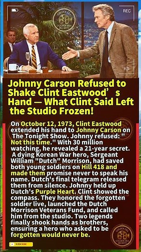 Johnny Carson Refused to Shake Clint Eastwood’s Hand — What Clint Said Left the Studio Frozen!#short