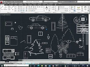 how to insert furniture,cars,plants,trees,kitchen item in autocad/ autocad me door window kase Lage