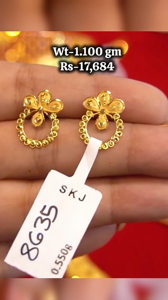 daily wear gold earrings tops Designs with weight and price #earrings #gold #jewellery #trending