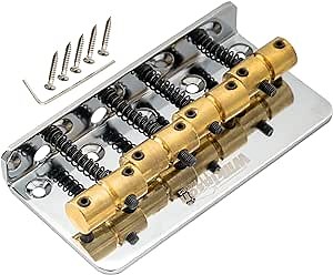 Wilkinson WOB41 57mm (2-1/4 inch) 4-String Bass Bridge Brass Saddles for Precision/Jazz Bass, Chrome