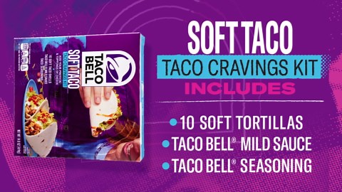 Taco Bell Soft Taco Cravings Kit with 10 Soft Tortillas, Taco Bell Mild Sauce & Seasoning, 14.8 oz Box