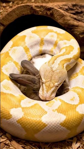 Albino Python Feeding Rabbit in Wooden Terrarium | Rare Wildlife Capture