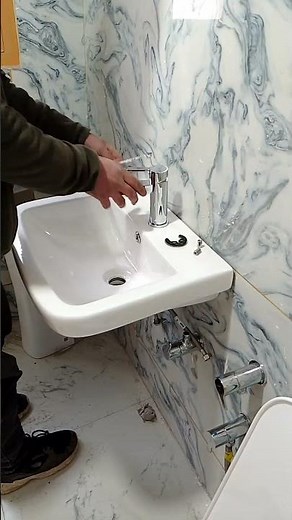Hot and cold basin tap installation