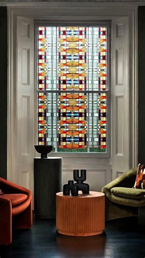 Art Deco Stained Glass Window Film – Elbaite Design by Purlfrost