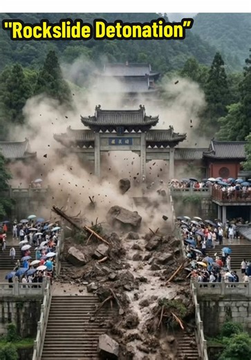 "Rockslide Detonation Above Temple Stairway" #naturaldisaster #flood #...