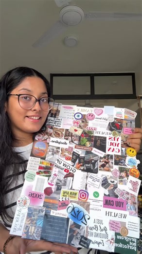 Sneha 🦋 on Instagram: "Day 782/800 - 2026 vision board 🧚🏻‍♂️✨🤍 Vision board kit - @muskie.in 🤍 Ph. - +91 75072 98875 #snehasdiaries #dailyvlogs #vlogs"