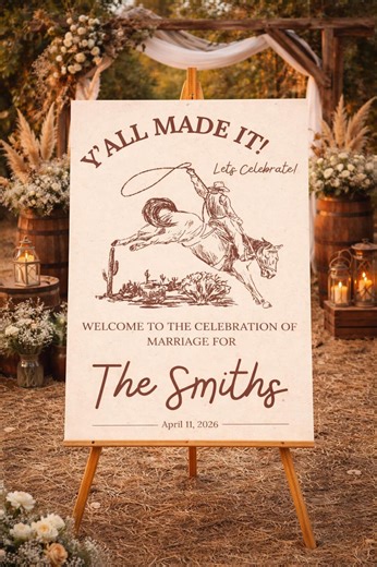 Western Wedding Welcome Sign, Rustic Cowboy Rehearsal Dinner Decor (editable Canva Download) - Etsy