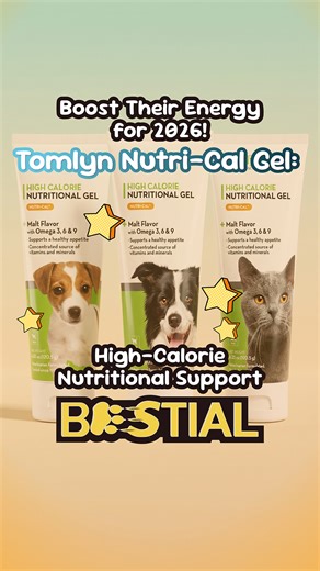 🐾 Want more energy for your pet in 2026? Bestial has the answer!💪 Tomlyn Nutri-Cal Gel is the high-calorie, nutrient-rich support your dog or cat needs to stay active, playful, and healthy. It’s packed with Omega fatty acids, vitamins, and minerals, and pets love the taste! 😋 Perfect for picky eaters, pets recovering from illness, or those who need an extra nutritional boost. 💬 Stop by and ask our team about Nutri-Cal. Let’s keep tails wagging and whiskers happy all year long! 🐶🐱🎉 🛍️ Ava