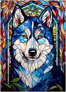 Stained Glass Siberian Husky Jigsaw Puzzle 300/500/1000 Piece | eBay