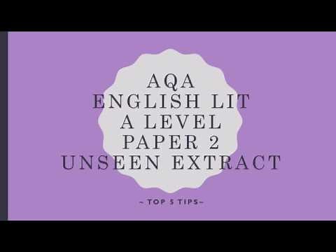 AQA A Level English Lit - Unseen Extract, Paper 2 TOP TIPS