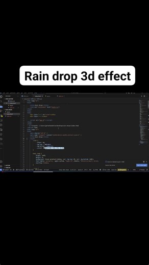5 comments | Raindrops 3d effect #HTML #CSS #Javascript #Vscode #YourFavoriteCoder #ICodeToo #developerlife #TurnMeUp | Jean-baptiste Golfred | Facebook