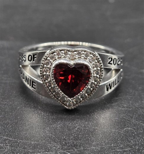 Custom Class Ring, Class of 2026, Heart Birthstone Bypass Jewelry - Etsy