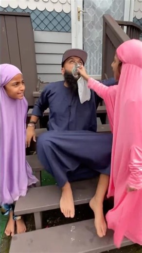Muslim Dad gets CHECKED by kids! #shorts