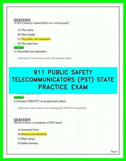 911 PUBLIC SAFETY TELECOMMUNICATORS PST STATE PRACTICE EXAM 2026 MASTER THE OFFICIAL TEST