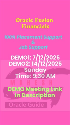 Oracle Fusion Financials Online Course #oracle #oraclefusion #job