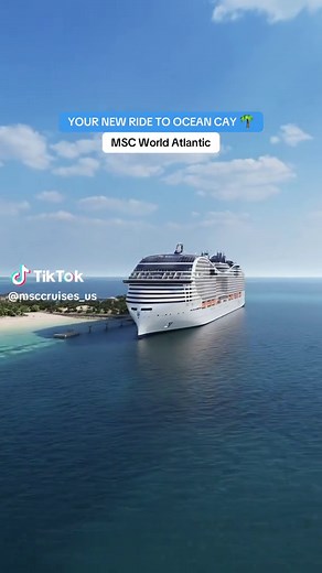 World Class ship 🤝 world-class beach day 😍 Sail #MSCWorldAtlantic from Port Canaveral to Ocean Cay and more debuting winter 2027! #WhereWorldsMeet