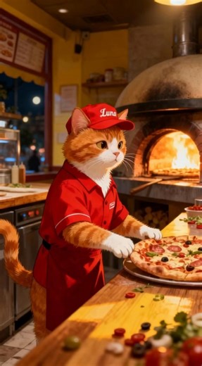 “The Saddest Pizza Delivery 🍕💔 | A Pixar-Style Cat Story That’ll Melt Your Heart” In this Pixar-style emotional short, Luna — a hardworking orange-white cat — spends her night delivering pizza through the rain. But one small accident changes everything. 🍕💔 After slipping and dropping her order, the customer refuses to accept it. Cold, drenched, and heartbroken, Luna quietly sits under a streetlight… and eats the fallen pizza herself. This short captures the silent struggles of kindness, exha