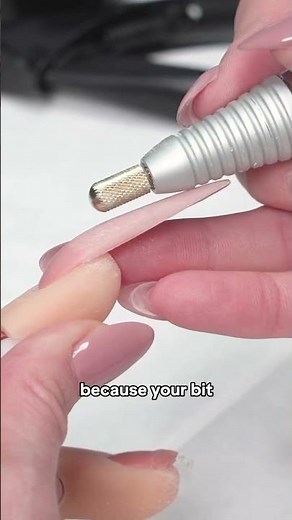 Extra long nails? Use your bit this way so you don’t hit on the front of the e file