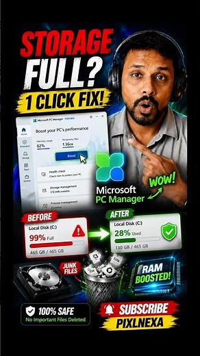 Windows 11 Storage Full? 🚀 Clean Cache & Boost RAM FREE with Microsoft PC Manager!