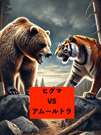 ヒグマとアムールトラの対決
