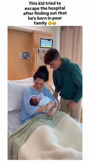 Satyam Kushwaha on Instagram: "- The post shares a 10-second video of a newborn baby swiftly crawling down a hospital hallway moments after birth, pursued by its father and a nurse, humorously captioned as fleeing a poor family background. - Posted today by @Drip_Father, a low-follower account focused on viral memes, the clip has sparked 28 replies blending laughter with commentary on economic struggles in languages like Kinyarwanda and English. - This exaggerated take on infant awareness taps i