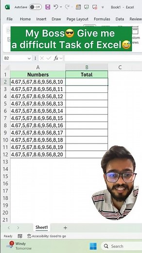 Boss Give Difficult Task of Excel😅‼️ I Showed him Amazing Excel Trick #exceltips #exceltricks