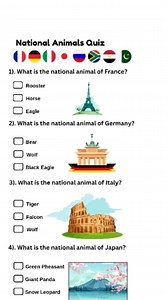 From France to Japan, every country has a special animal symbol 🦁🌸 — but do you know which belongs where? 🤔 Take this National Animals Quiz and test your world knowledge! 🌎 Drop your score in the comments 👇 and tag a friend who loves geography & animals 🐾❤️ #NationalAnimalsQuiz” #NationalAnimalsQuiz #AnimalTrivia #GeographyChallenge #FunLearning #TravelFacts #SmartChallenge #QuizTime #WorldFacts #LearnWithMe #BrainGame 🌍 National Animals Quiz Time! 🐾 Think you know which animal represent