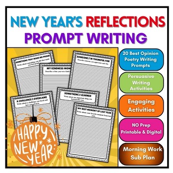 New Year's Reflections Writing Prompts Activities Morning Work 4th,5th,6th,7th
