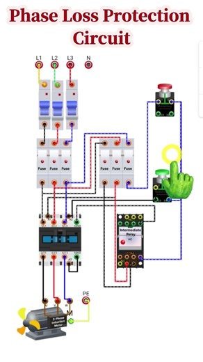 Phase Loss Protection Circuit | Motor Phase Loss Protection diagram video #3phasemotor #electrical