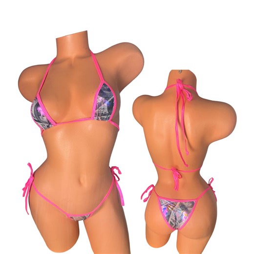 Pink Trim Money Print Micro Bikini – Exotic Dance Swimsuit - Etsy Australia