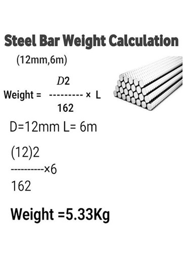 Steel Bar Weight Calculation | Basic Knowledge for Civil Engineering | shorts #construction