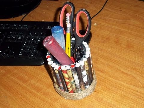 How to make a recycled magazine pencil holder - EP - simplekidscrafts - simplekidscrafts