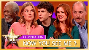 NOW YOU SEE ME 3: The Horsemen RETURN! 🎩✨ Before the magic begins, watch the INCREDIBLE cast at their best! #JesseEisenberg directing dreams, #IslaFisher juggling & squealing like a pig, #RosamundPike going on blind dates thanks to #JudiDench, #WoodyHarrelson's one-take madness, #MarkRuffalo being TOO nice, #MorganFreeman's legendary narration & #DanielRadcliffe singing the periodic table! 🎭🔮 From party tricks to jaw-dropping talents, these illusionists are REAL magic off-screen too! 🌟💫 The