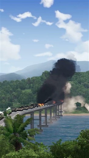 America's deadly helicopters managed to destroy the Russian troop convoy on the bridge!