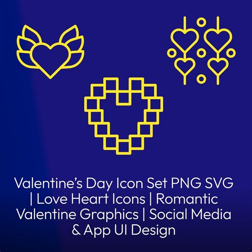 Valentine’s Day Icon Set PNG SVG | Love Heart Icons | Romantic Valentine Graphics - Etsy