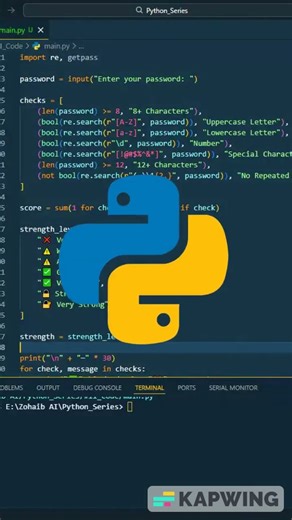 Python Password Strength Checker 🔐 Secure Password Validation Script Educational