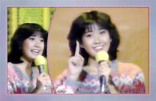 【新井薰子】私の彼は左きき(我的男友是左撇子)(1982年现场-求婚大作战节目)(红灰米色系菱格民族风圆领毛衣-深灰色短裙-连裤袜) 新井薫子