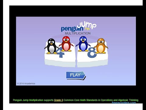 Stimulating Multiplication Game for Kids - Penguin Jump