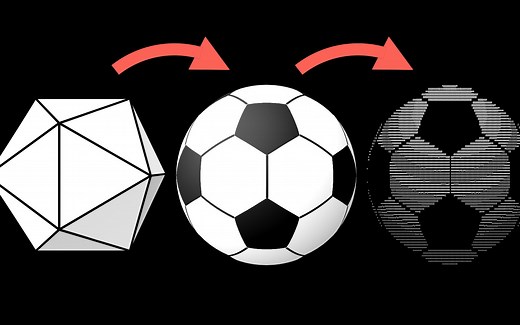 如何用字符画出3D足球⚽