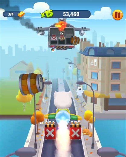 Talking Tom Gold Run Eco Angela Defeated The Raccoons Boss Funny Race Android Gameplay #Shorts