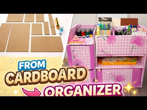 DIY Cardboard Desk Organizer | Easy Desk Organizer at Home