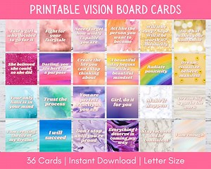 Vision Board Printable Kit | Vision Board Cards | Printable Affirmation Cards | Vision Board Printables | Vision Board Words & Quotes | PDF - Etsy