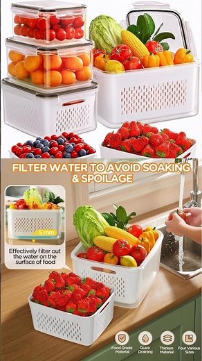 5-Pack Fruit Storage Containers for Fridge with #kitchenorgnizer #foodprepcontainers #amazon