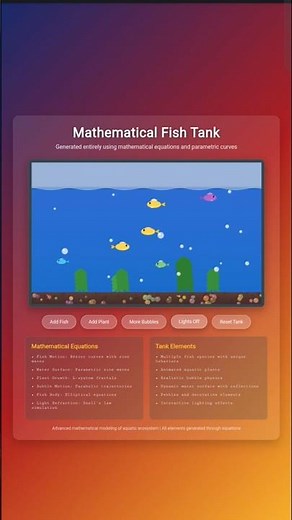 Mathematical Fish Tank Using HTML, CSS & JavaScript | Realistic Aquarium Animation with Equations