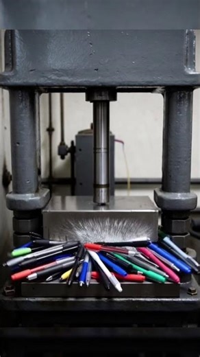 Pens Explode Under Hydraulic Press – ASMR Crushing #shortsviral #realcar #aigrowth #viral