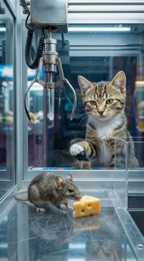 Kitten Takes Over the Claw Machine to Hunt the Mouse! 😼🕹️ #catvsmouse #tabbycat