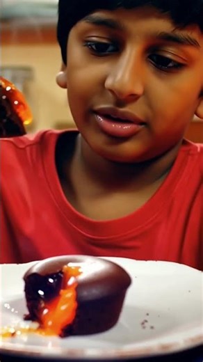 Hot cake eating with boy