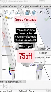 ¡Oferta relámpago! Solo 5 personas. Utiliza el cupón "75off" para un 75% de descuento sobre la membresías de por vida profesionales o educacionales que te dan acceso a todos los cursos avanzados de SolidWorks de mi página. Si eres profesionista en vez de pagar $4000MXN ($200USD) paga solo $1000MXN ($50USD) y si eres estudiante o docente en vez de pagar $2000MXN ($100USD) paga solo $500MXN ($25USD) | Adnisais